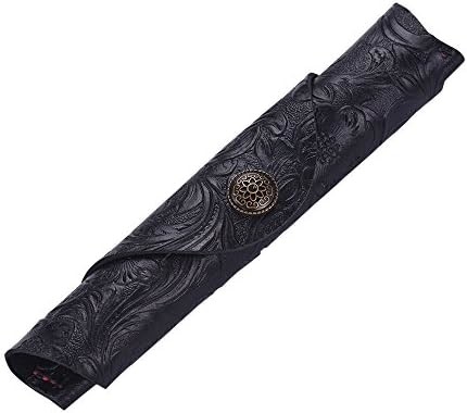 Vintage handgefertigte Leder Single Pen Case Holder Kuhfelle Fountain Pen Hülle Roll Wrap Pen Tasche (schwarz geschnitzt)