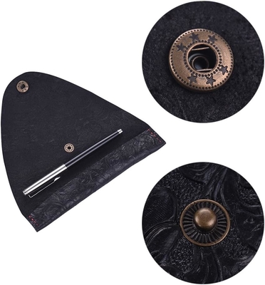 Vintage handgefertigte Leder Single Pen Case Holder Kuhfelle Fountain Pen Hülle Roll Wrap Pen Tasche (schwarz geschnitzt)