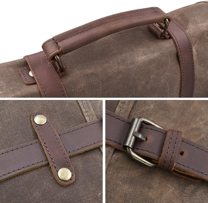 15.6 Zoll wasserdicht Vintage echtes Leder Wachs Leinwand Aktentasche Großes Leder Computer Laptop Tasche robuste Tasche
