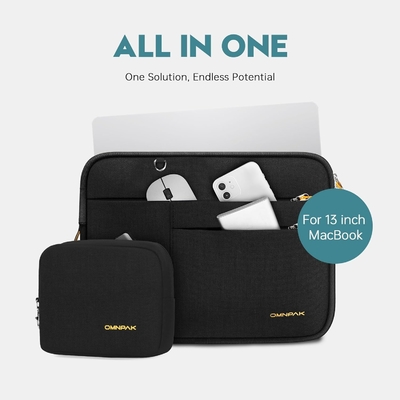 Geeignet für MacBook Pro 13-14 Zoll, recyceltes PET Laptop mit Handgriff und Zubehörtasche