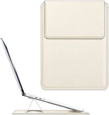 Laptopgehäuse MacBook Air 13.6M3 M2 A3113 A2681/MacBook Pro 14 A2992-PU Ledertinke Taschenhülle mit Stehfunktion, braun