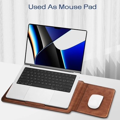 Laptopgehäuse MacBook Air 13.6M3 M2 A3113 A2681/MacBook Pro 14 A2992-PU Ledertinke Taschenhülle mit Stehfunktion, braun