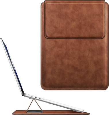 Laptopgehäuse MacBook Air 13.6M3 M2 A3113 A2681/MacBook Pro 14 A2992-PU Ledertinke Taschenhülle mit Stehfunktion, braun