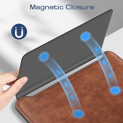 Laptopgehäuse MacBook Air 13.6M3 M2 A3113 A2681/MacBook Pro 14 A2992-PU Ledertinke Taschenhülle mit Stehfunktion, braun
