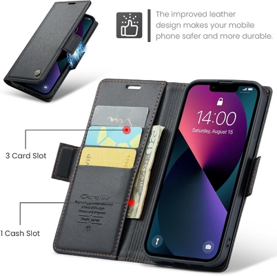 QLTYPRI Wallet Cover für iPhone 13/14, [RFID-blockierende] Kreditkartenfachhalter für den stoßsicheren Schutz des Telefongehäuses