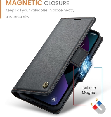 QLTYPRI Wallet Cover für iPhone 13/14, [RFID-blockierende] Kreditkartenfachhalter für den stoßsicheren Schutz des Telefongehäuses