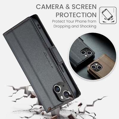 QLTYPRI Wallet Cover für iPhone 13/14, [RFID-blockierende] Kreditkartenfachhalter für den stoßsicheren Schutz des Telefongehäuses