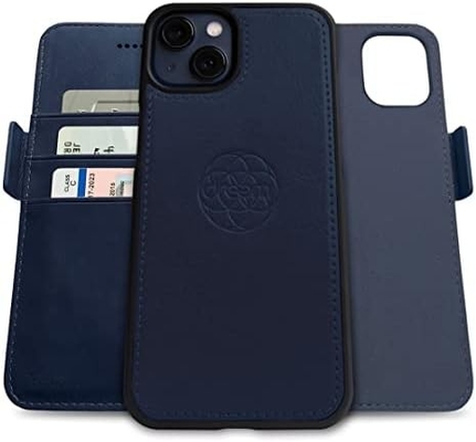 iPhone 13 Portemonnaie / 2-in-1-Schockkoffer und abnehmbares veganes Leder-Set, kompatibel mit MagSafe, RFID-geschützt