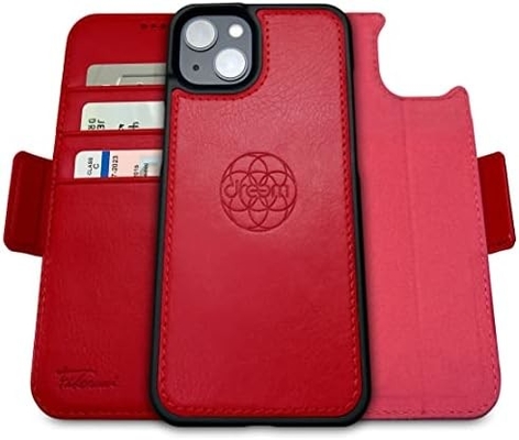 iPhone 13 Portemonnaie / 2-in-1-Schockkoffer und abnehmbares veganes Leder-Set, kompatibel mit MagSafe, RFID-geschützt