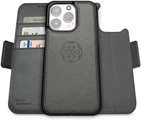iPhone 13 Portemonnaie / 2-in-1-Schockkoffer und abnehmbares veganes Leder-Set, kompatibel mit MagSafe, RFID-geschützt