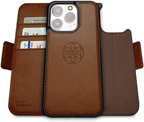 iPhone 13 Portemonnaie / 2-in-1-Schockkoffer und abnehmbares veganes Leder-Set, kompatibel mit MagSafe, RFID-geschützt