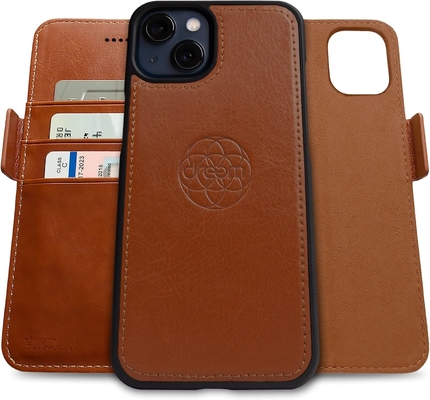 iPhone 13 Portemonnaie / 2-in-1-Schockkoffer und abnehmbares veganes Leder-Set, kompatibel mit MagSafe, RFID-geschützt