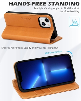 Leder Wallet Klappkoffer Magnetische Dichtung RFID Blockierung Karten-Slot Halter vollständig geschützt Fall kompatibel mit iPhone 13