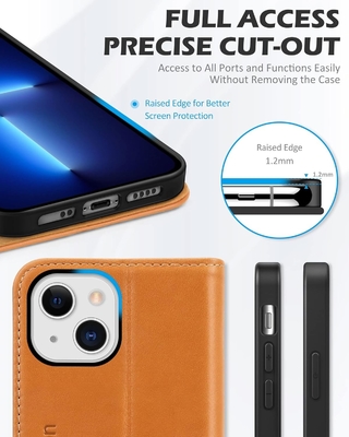 Leder Wallet Klappkoffer Magnetische Dichtung RFID Blockierung Karten-Slot Halter vollständig geschützt Fall kompatibel mit iPhone 13