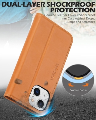 Leder Wallet Klappkoffer Magnetische Dichtung RFID Blockierung Karten-Slot Halter vollständig geschützt Fall kompatibel mit iPhone 13
