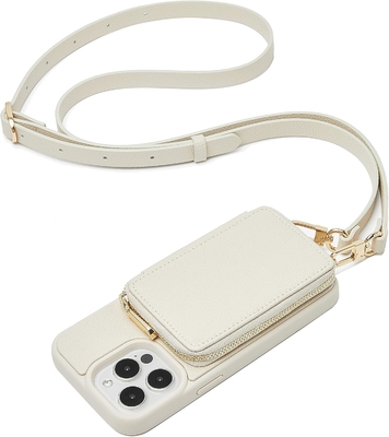 iPhone 12 Pro/iPhone 12 Brieftasche mit Hülle, Reißverschluss, Handgurt, RFID-geschützte Brieftasche -