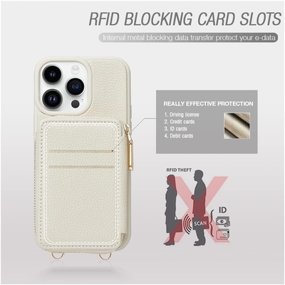 iPhone 12 Pro/iPhone 12 Brieftasche mit Hülle, Reißverschluss, Handgurt, RFID-geschützte Brieftasche -