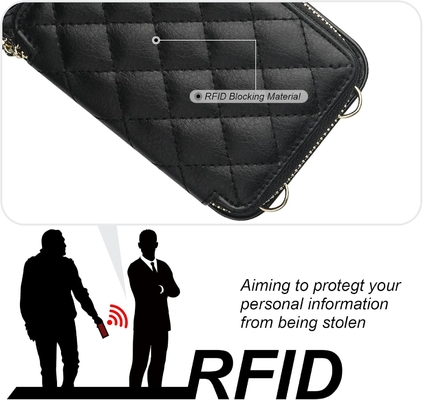 iPhone 12/12 Pro Crossbody Tasche, RFID abgeschirmter PU-Lederband Halterung mit Kartenslot Split-Tasche Handgelenk-Gurt Lanyard