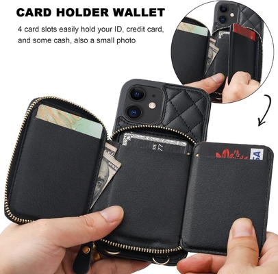 iPhone 12/12 Pro Crossbody Tasche, RFID abgeschirmter PU-Lederband Halterung mit Kartenslot Split-Tasche Handgelenk-Gurt Lanyard