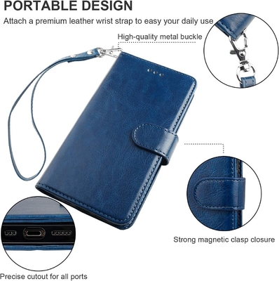 Kompatibel mit iPhone 12/Pro Brieftaschenkoffer mit Kartenhalter PU Lederstand Stoßfest Wristband 6,1 Zoll