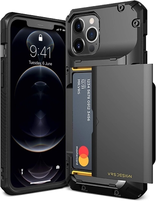 Für iPhone 12 Pro Max mit [4 Karten]Premium solide Kreditkarten Slot Brieftasche für iPhone 12 Pro Max 6,7-Zoll