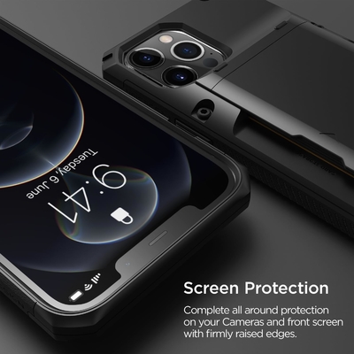 Für iPhone 12 Pro Max mit [4 Karten]Premium solide Kreditkarten Slot Brieftasche für iPhone 12 Pro Max 6,7-Zoll