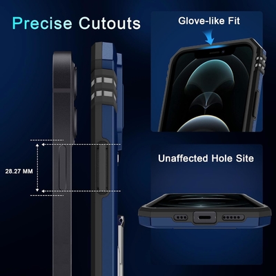 iPhone 12 Pro Max mit Slide-Kamera-Abdeckung+Bildschirmschutz ((1 Pack),Rotated Ring Kickstand Militär-Schockdicht