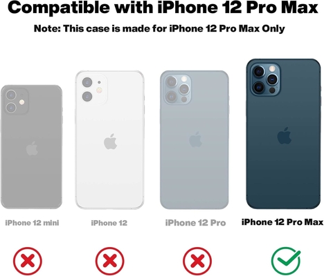 iPhone 12 Pro Max Gehäuse, Schutz militärischer Qualität, Stoßfest Silikon, Fingerabdruck- und Rutschsicherung, Telefongehäuse