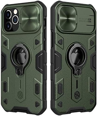 iPhone 12 Pro Max Gehäuse mit Kameraabdeckung und Kickstand, Militärschutzausrüstung,