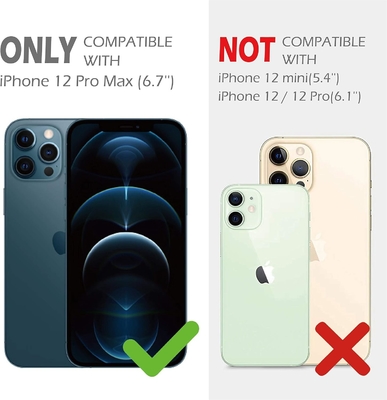 iPhone 12 Pro Max Gehäuse mit Kameraabdeckung und Kickstand, Militärschutzausrüstung,