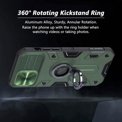 iPhone 12 Pro Max Gehäuse mit Kameraabdeckung und Kickstand, Militärschutzausrüstung,