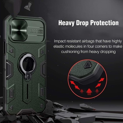 iPhone 12 Pro Max Gehäuse mit Kameraabdeckung und Kickstand, Militärschutzausrüstung,