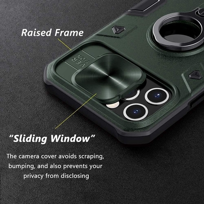 iPhone 12 Pro Max Gehäuse mit Kameraabdeckung und Kickstand, Militärschutzausrüstung,