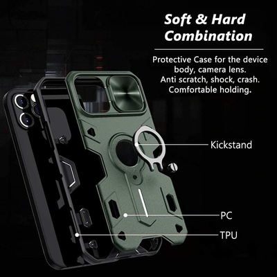 iPhone 12 Pro Max Gehäuse mit Kameraabdeckung und Kickstand, Militärschutzausrüstung,