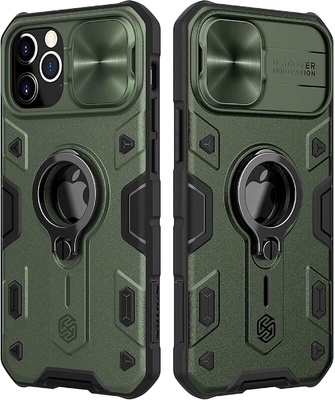 iPhone 12 Pro Max Gehäuse mit Kameraabdeckung und Kickstand, Militärschutzausrüstung,