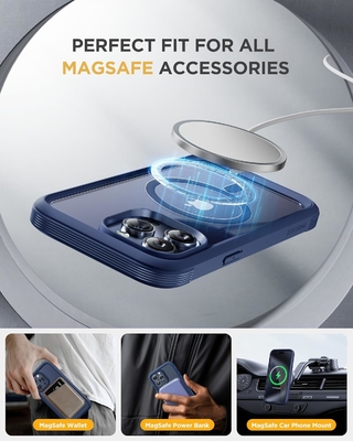 Magnetische Hülle für iPhone 12 Pro Max Vollkörper eingebauter Glasbildschirmschutz und Kameraschutz