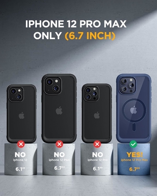 Magnetische Hülle für iPhone 12 Pro Max Vollkörper eingebauter Glasbildschirmschutz und Kameraschutz