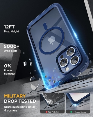 Magnetische Hülle für iPhone 12 Pro Max Vollkörper eingebauter Glasbildschirmschutz und Kameraschutz