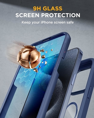 Magnetische Hülle für iPhone 12 Pro Max Vollkörper eingebauter Glasbildschirmschutz und Kameraschutz