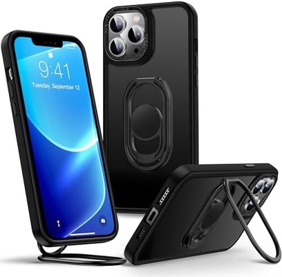 Schild für iPhone 12 Pro Max Gehäuse mit Ständer, Telefongehäuse klar mit Doppelringhalter [Verstellbar &amp; Klappbar]