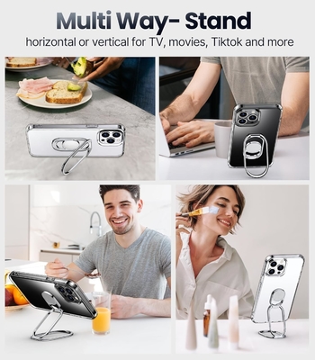 Schild für iPhone 12 Pro Max Gehäuse mit Ständer, Telefongehäuse klar mit Doppelringhalter [Verstellbar &amp; Klappbar]