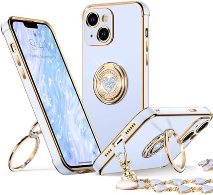 iPhone 12 Pro Max Gehäuse mit Ständer, Telefongehäuse mit Doppelring Kickstand, Frauen Mädchen Bling Luxus Schutzgehäuse hören