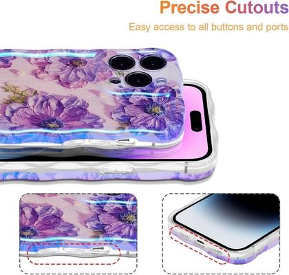 iPhone 12 Pro Max, farbenfrohe Retro-Öldruck-Laser-Glanz-Muster niedlich lockige wellige Kante exquisite Telefonkoffer
