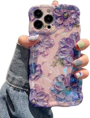 iPhone 12 Pro Max, farbenfrohe Retro-Öldruck-Laser-Glanz-Muster niedlich lockige wellige Kante exquisite Telefonkoffer