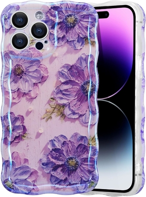 iPhone 12 Pro Max, farbenfrohe Retro-Öldruck-Laser-Glanz-Muster niedlich lockige wellige Kante exquisite Telefonkoffer