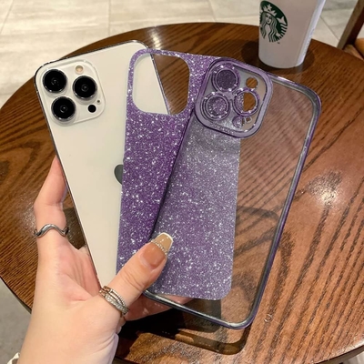 iPhone 12 Pro Max transparentes Gehäuse Design, eingebaute Glitter Luxus glänzendes Papier, Pop und schön