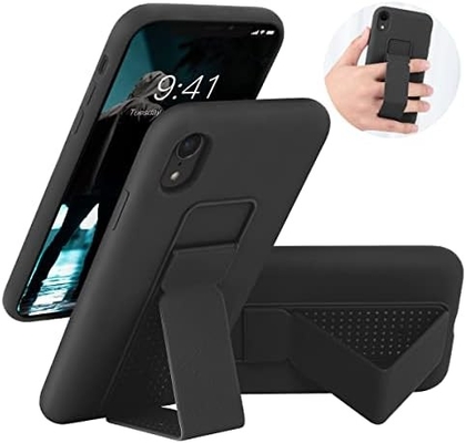 Silikon Kickstand Gehäuse kompatibel mit iPhone 11 Gehäuse (6,1 Zoll) Vertikal und Horizontal Stand Handgurt Metall Kickstand
