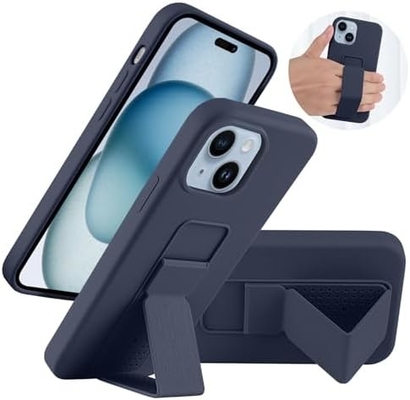 Silikon Kickstand Gehäuse kompatibel mit iPhone 11 Gehäuse (6,1 Zoll) Vertikal und Horizontal Stand Handgurt Metall Kickstand