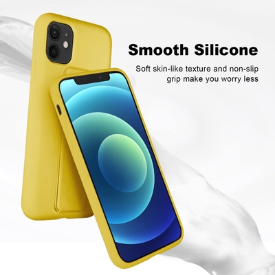 Silikon Kickstand Gehäuse kompatibel mit iPhone 11 Gehäuse (6,1 Zoll) Vertikal und Horizontal Stand Handgurt Metall Kickstand