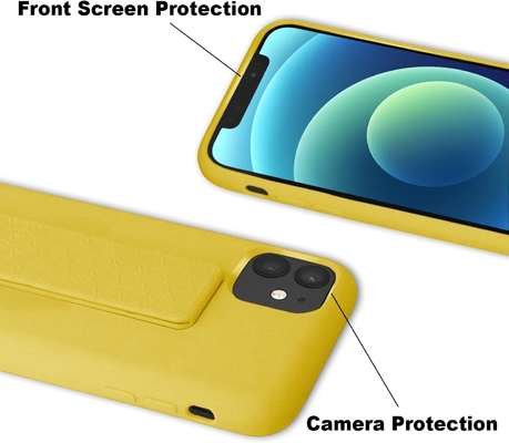 Silikon Kickstand Gehäuse kompatibel mit iPhone 11 Gehäuse (6,1 Zoll) Vertikal und Horizontal Stand Handgurt Metall Kickstand